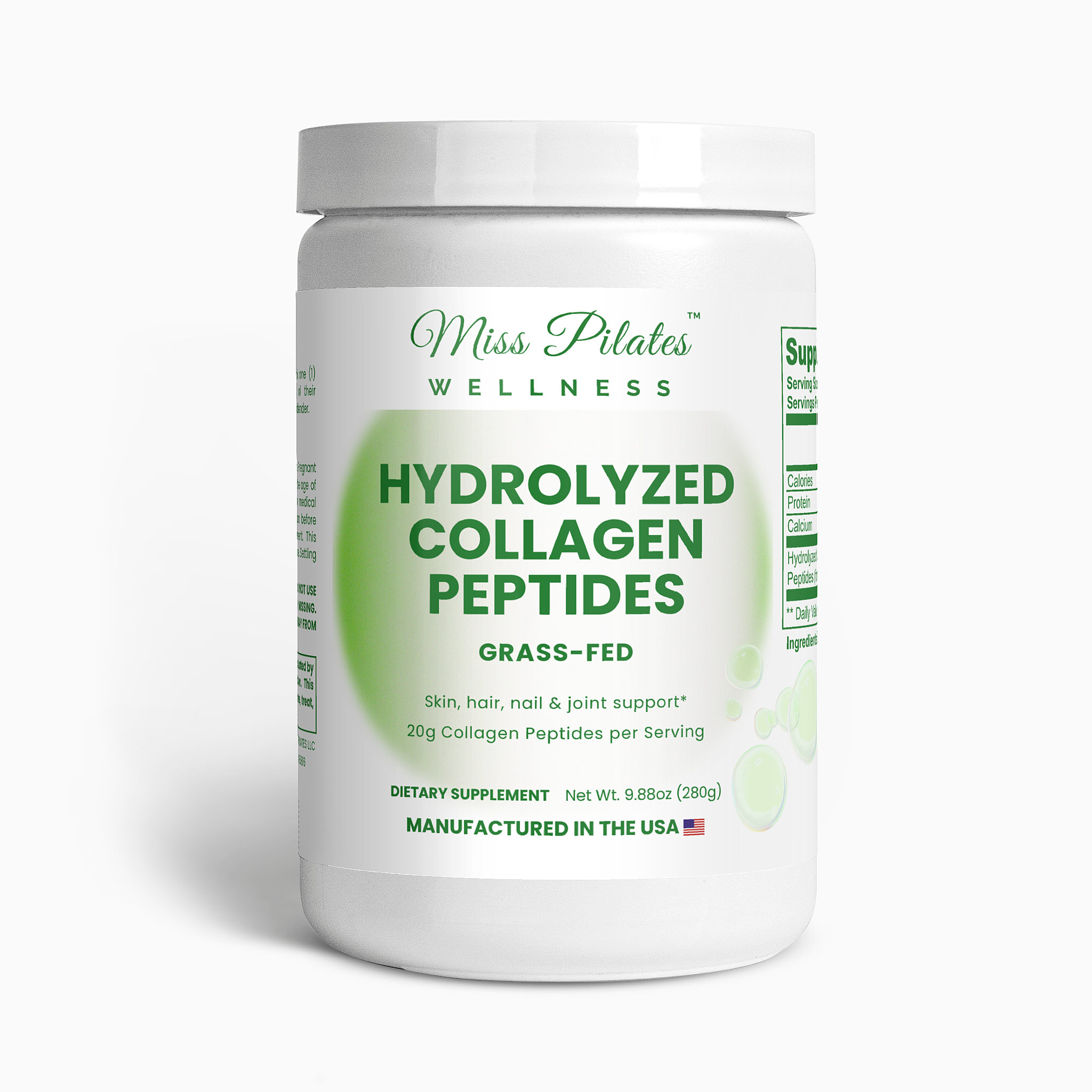 Miss Pilates Wellness Hydrolyzed Collagen Peptides — grass-fed, 20g per serving