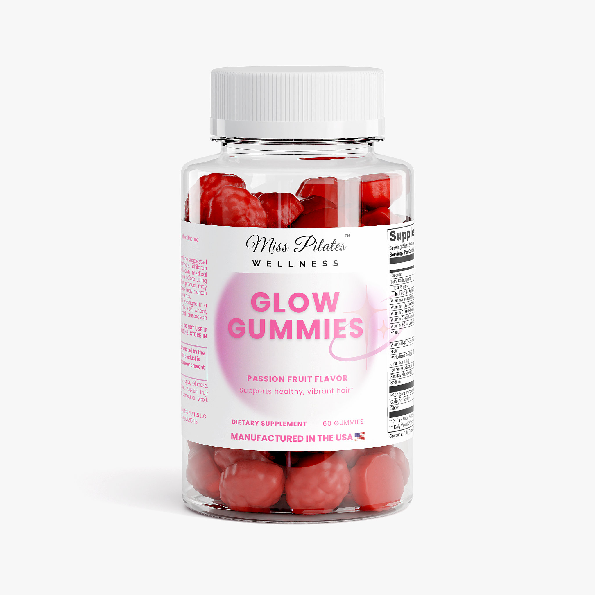 Miss Pilates Wellness Glow Gummies — passion fruit flavored hair vitamins