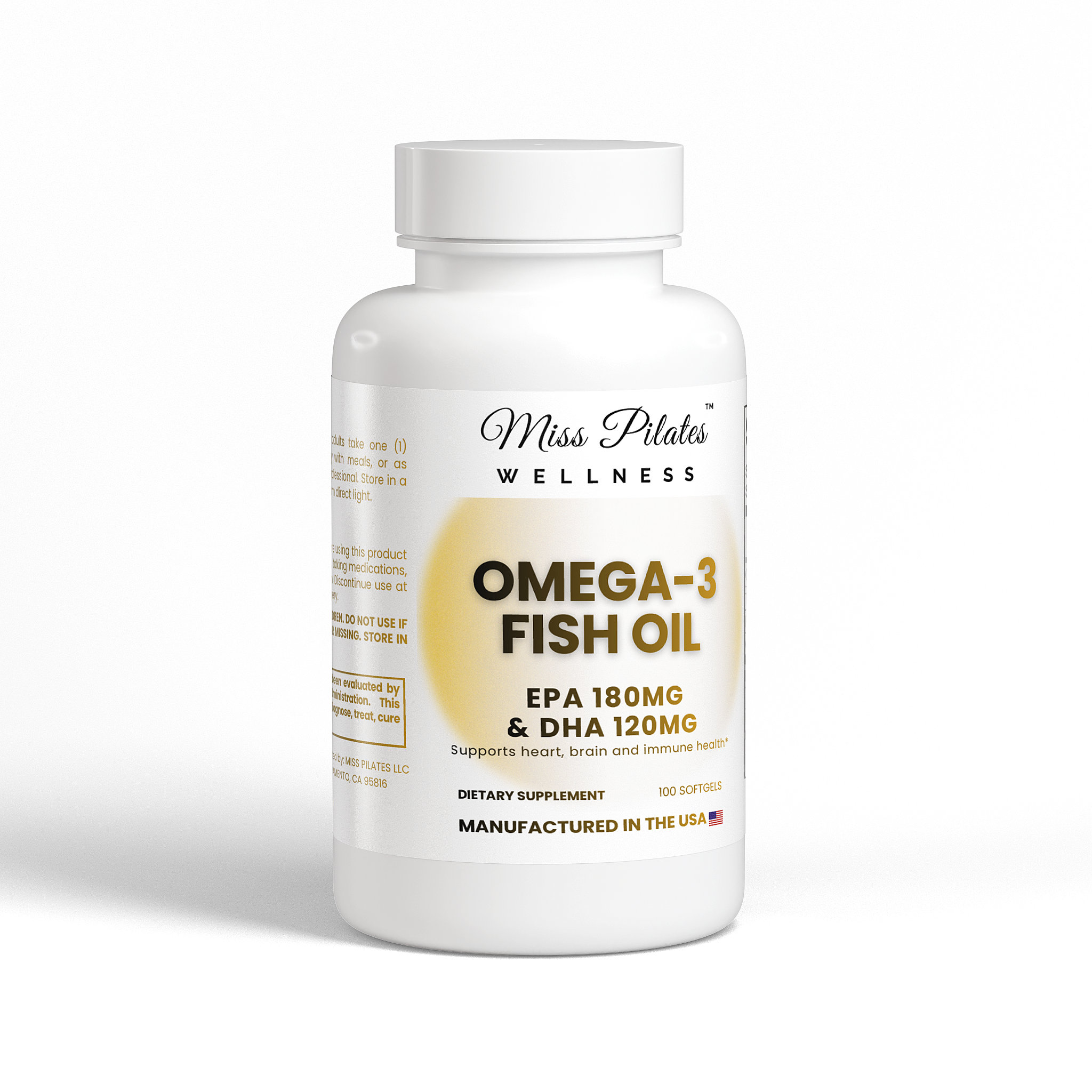 Miss Pilates Wellness Omega-3 Fish Oil — EPA 180mg DHA 120mg softgels
